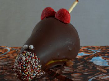 Close-up of strawberries on table