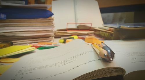 Close-up of books on book
