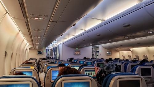 Low angle view of illuminated escalator