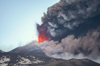 Etna eruption 2022 and winter snow