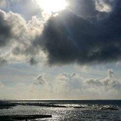 Scenic view of sea against cloudy sky