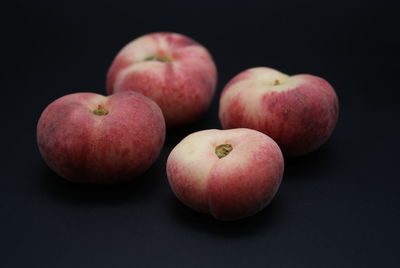 High angle view of apples on black background