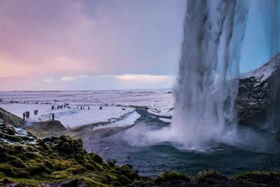 Panoramic view of sea against sky during sunset