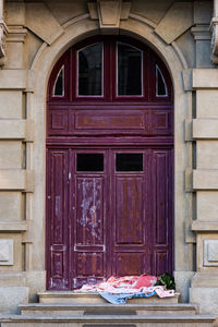 Closed door of building