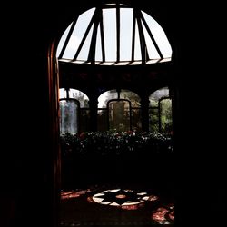 Illuminated window in darkroom