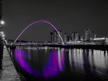 View of illuminated city at night