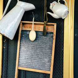 Containers displayed at market stall