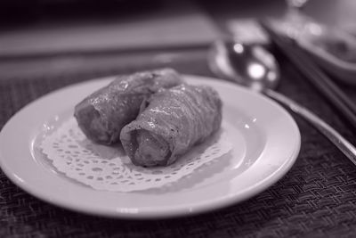 Close-up of dessert in plate on table