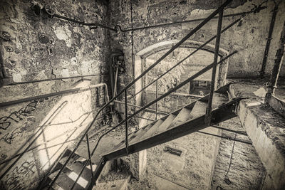 Old staircase in abandoned building