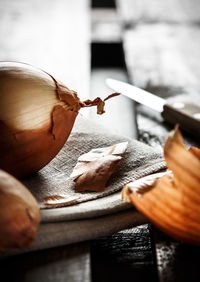 Close-up of food on table