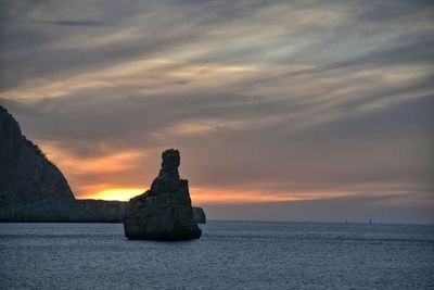 Scenic view of sea at sunset