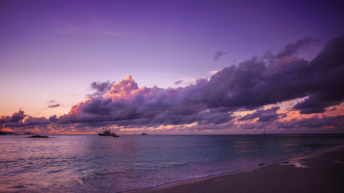 Scenic view of sea against sky at sunset