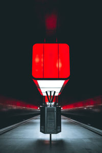 Illuminated subway station platform