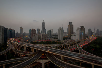 High angle view of traffic on road in city