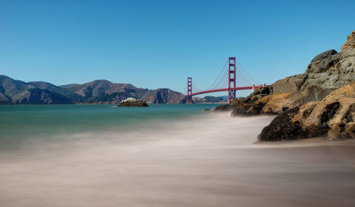 Suspension bridge over sea