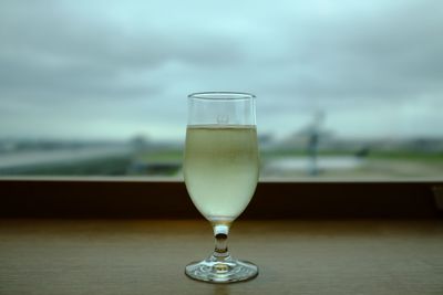 Close-up of water in glass on table