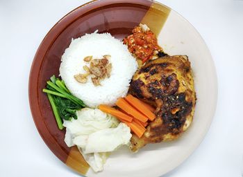 High angle view of food in plate