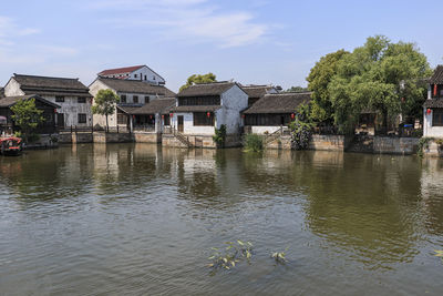 View of buildings by river