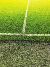 High angle view of soccer field