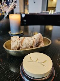 Close-up of food on table