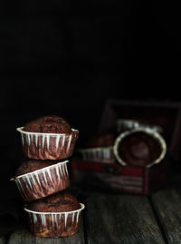 Close-up of cupcakes on table