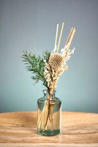 Close-up of a plant oil diffuser on table