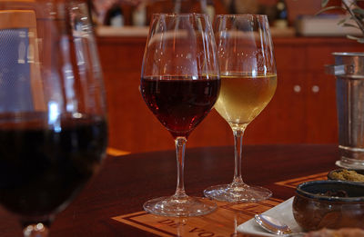 Close-up of wine glass on table