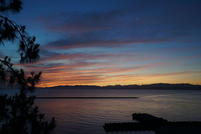 Scenic view of calm sea at sunset