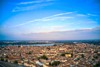 High angle view of townscape against sky