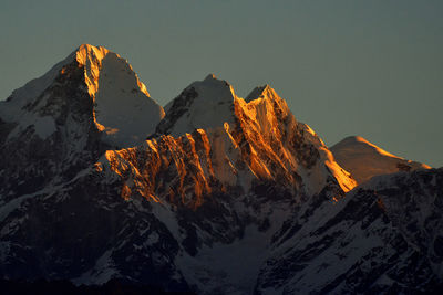 Panoramic view of snowcapped mountains against sky