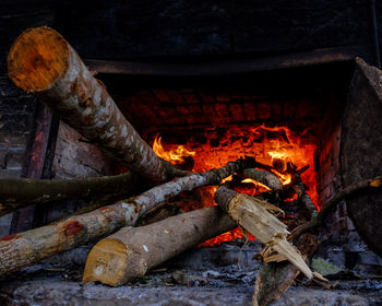 Close-up of fire at night