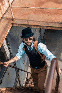 High angle view of man standing outdoors