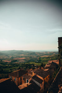 High angle view of townscape against sky