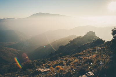 Scenic view of mountains against sky