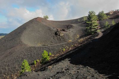 Panoramic view of arid landscape against sky
