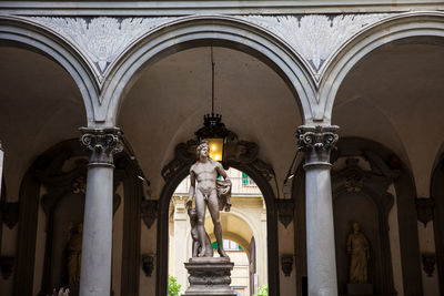 Sculpture of orpheus and cerberus by baccio bandinelli in the courtyard of palazzo medici riccardi