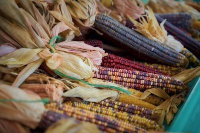 High angle view of vegetables for sale in market