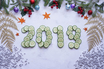 High angle view of christmas tree
