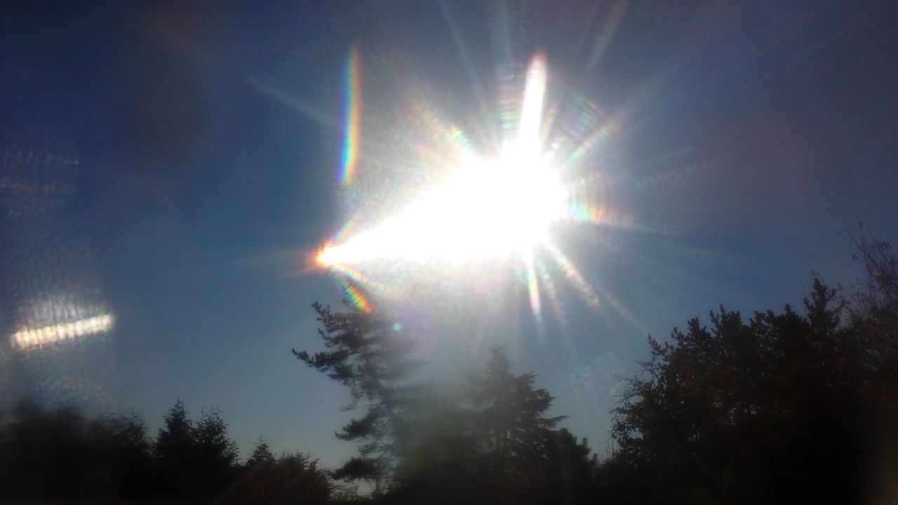 LOW ANGLE VIEW OF BRIGHT SUN IN SUNLIGHT