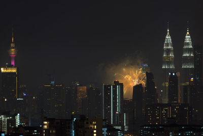  fireworks show at kuala lumpur city centre during 60th malaysia hari merdeka celebration