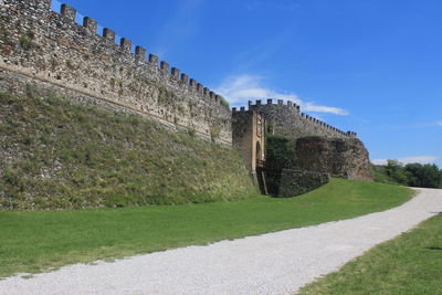 View of fort against blue sky