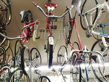 Bicycle parked against wall