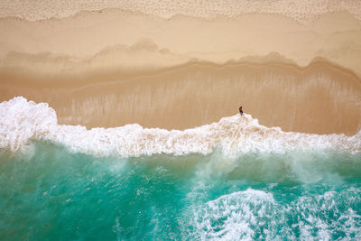 High angle view of man on beach