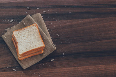 High angle view of breakfast on table