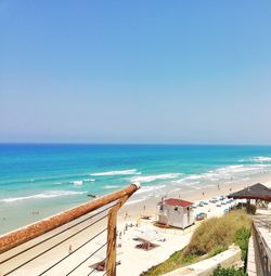 Scenic view of beach against clear sky