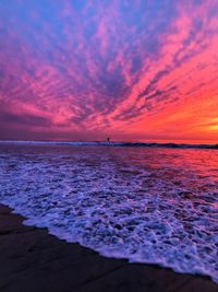 Scenic view of sea against sky at sunset