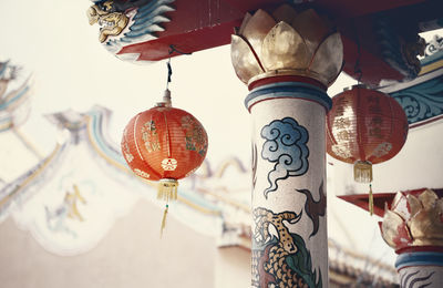 Low angle view of lanterns hanging