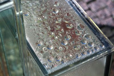 Close-up of water drops on glass