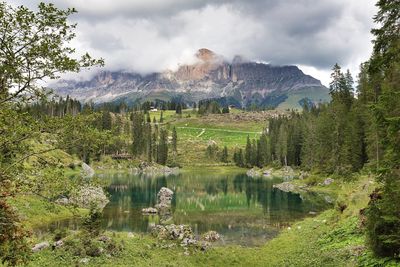 Scenic view of lake against sky
