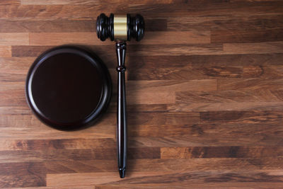 High angle view of coffee cup on table